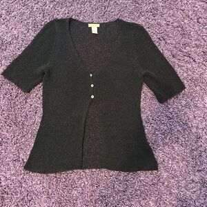 Black crochet cardigan with button detail #knitwear
